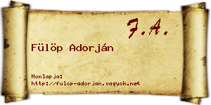 Fülöp Adorján névjegykártya